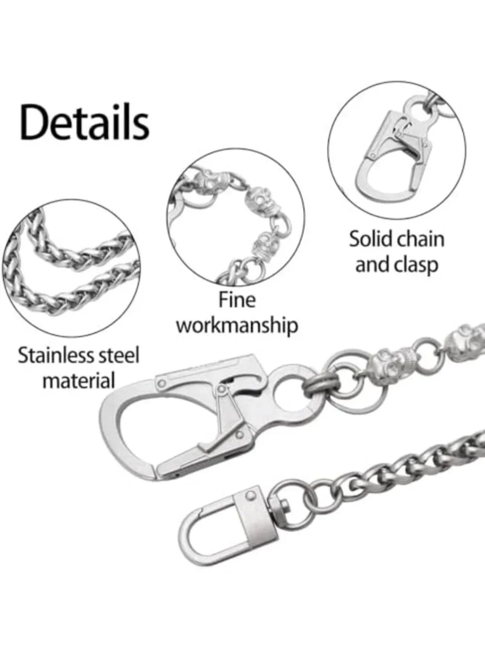 Punk Skull Chain Pants Wallet for Men | Anti-Theft Biker Key Accessory